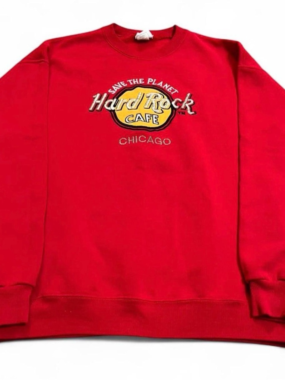VTG 90’s Hard Rock Cafe Chicago XL Red Pullover Crewneck Sweatshirt